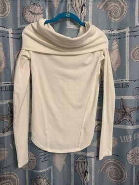 We The Free Cream Off-the-Shoulder Foldover Sweater